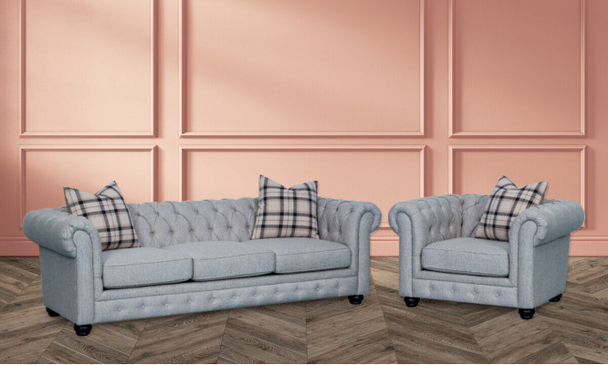 Chesterfield Zestaw sofowy Sofa Kanapa Podkładka 3+1 miejsce do siedzenia Skóra Kanapy Włókiennicze Nowość