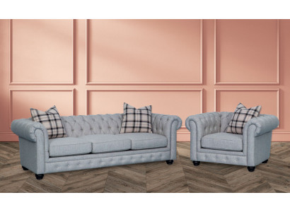 Chesterfield Zestaw sofowy Sofa Kanapa Podkładka 3+1 miejsce do siedzenia Skóra Kanapy Włókiennicze Nowość