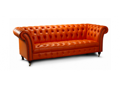 Designerska Sofa 3 miejsce do siedzenia Chesterfield Couch Podkładka Sofas Design Orange
