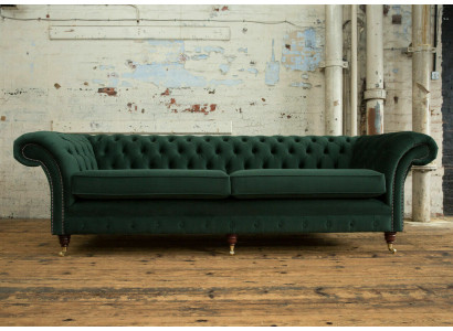 Zielona Chesterfield Włókienniczy Skóra Sofa Kanapa Podkładka Duża poduszka na siedzisko xxl 265cm Nowość