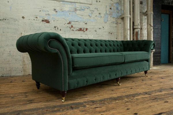 Zielona Chesterfield Włókienniczy Skóra Sofa Kanapa Podkładka Duża poduszka na siedzisko xxl 265cm Nowość