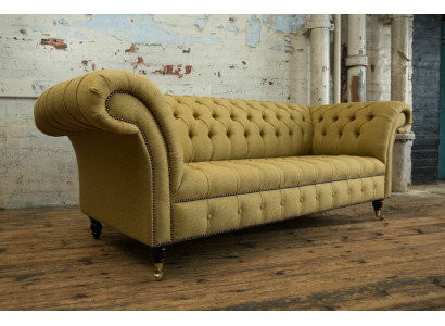 Żółta Kanapa Trzyosobowa Podkładka Design Sofa Sofa 3-osobowa Siedziba Sofy Pokój Luksusowe kanapy