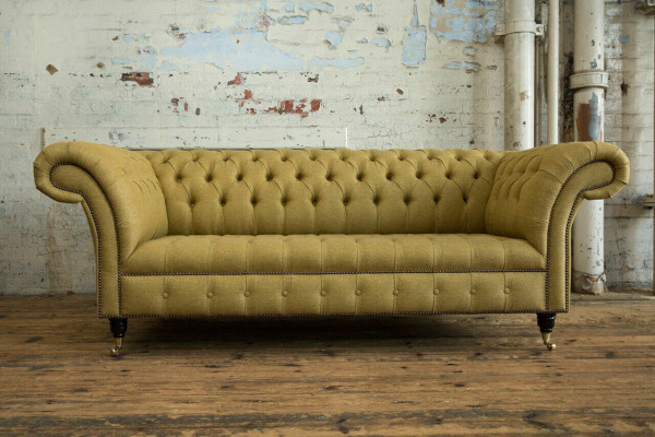 Żółta Kanapa Trzyosobowa Podkładka Design Sofa Sofa 3-osobowa Siedziba Sofy Pokój Luksusowe kanapy
