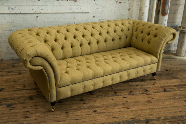Żółta Kanapa Trzyosobowa Podkładka Design Sofa Sofa 3-osobowa Siedziba Sofy Pokój Luksusowe kanapy