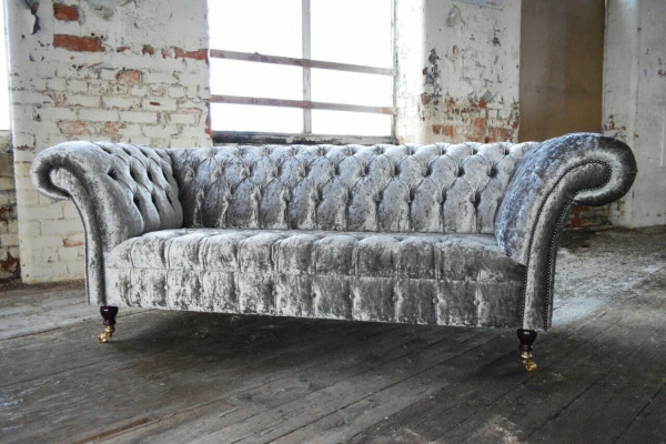 Sofa trzyosobowa srebrna Podkładka designerska sofa Sofa trzyosobowa Chesterfield