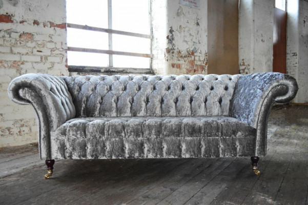 Sofa trzyosobowa srebrna Podkładka designerska sofa Sofa trzyosobowa Chesterfield