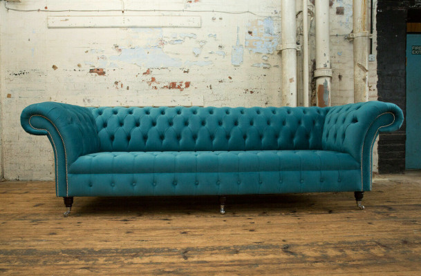 Chesterfield Couch xxl duża sofa kanapy Aksamit Skóra Włókienniczy Podkładka sofy 4 miejsce siedzące