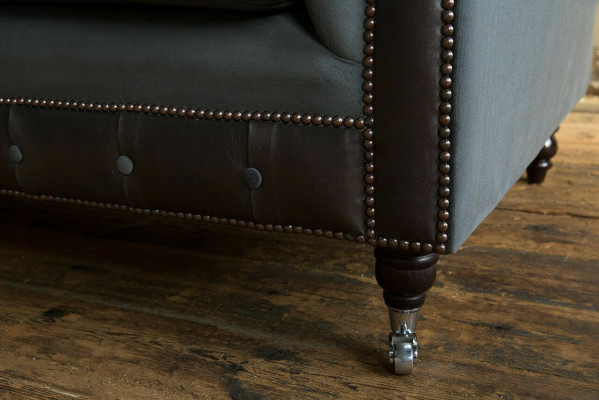 Klasyczna Kanapa Chesterfield 4 miejsce do siedzenia Sofa Aksamit Skóra Design Czarny Nowość