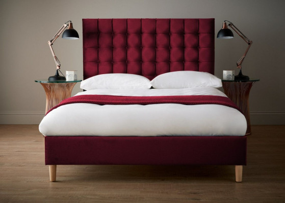 Czerwone Luksusowe Aksamit Włókienniczy Łóżko Double Design Łóżka Chesterfield Classic Nowość