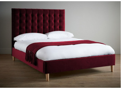 Czerwone Luksusowe Aksamit Włókienniczy Łóżko Double Design Chesterfield 180x200cm Nowość