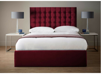 Czerwone Luksusowe Aksamit Włókienniczy Łóżko Double Design Chesterfield 160x200cm Nowość