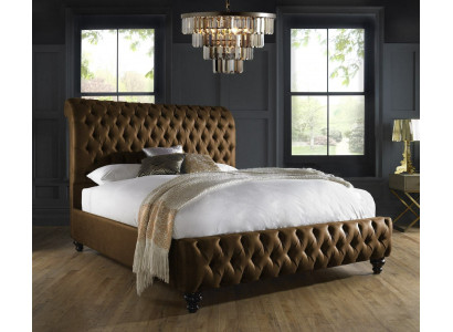 Brązowa Sypialnia Łóżko Podkładka Design Luksusowe łóżko hotelowe Chesterfield