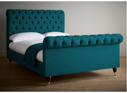 Turkusowe Chesterfield Podwójne łóżko designerskie łóżka tapicerowane Sypialnia