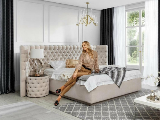 Chesterfield Łóżko Luxury Sypialnia Hotel Deko Podkładka łóżka z przyciskami