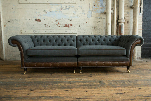 Chesterfield Sofa Kanapa Podkładka Sofy Kanapy Czteromiejscowe Materiał Poduszka siedziska 265cm