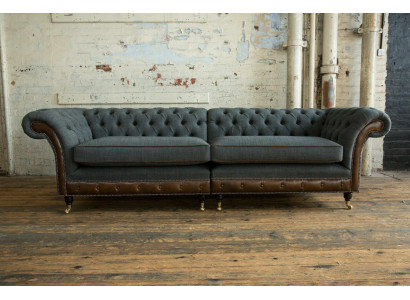 Chesterfield Sofa Kanapa Podkładka Sofy Kanapy Czteromiejscowe Materiał Poduszka siedziska 265cm