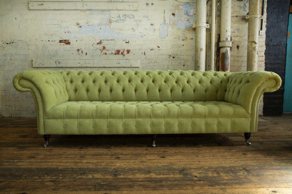 Klasyczna Sofa Chesterfield 4 miejsce do siedzenia Sofy Kanapy Skóra Green Design Podkładka