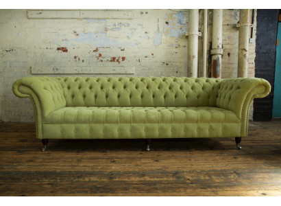 Klasyczna Sofa Chesterfield 4 miejsce do siedzenia Sofy Kanapy Skóra Green Design Podkładka