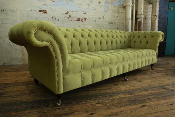 Klasyczna Sofa Chesterfield 4 miejsce do siedzenia Sofy Kanapy Skóra Green Design Podkładka