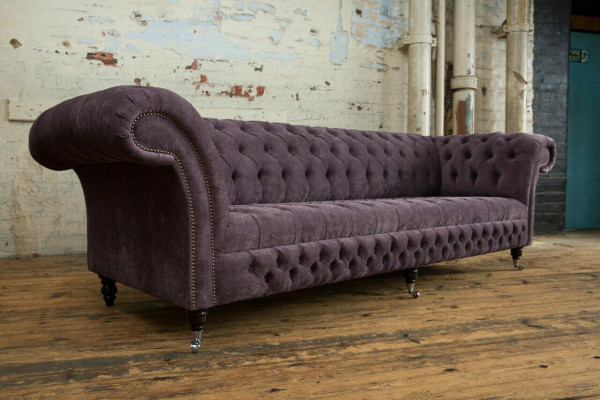 Klasyczna Sofa Chesterfield 4 miejsce do siedzenia Sofy Podkładka Couchen Skóra Brown Design