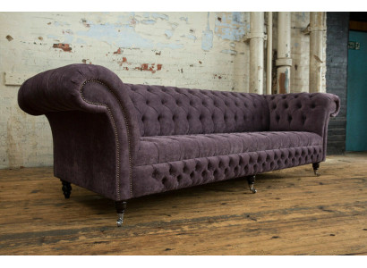 Klasyczna Sofa Chesterfield 4 miejsce do siedzenia Sofy Podkładka Couchen Skóra Brown Design