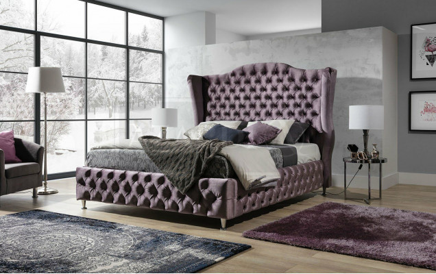 Czarne łóżko Chesterfield Podkładka Podwójne łóżko Luxury Sypialnia Design bed