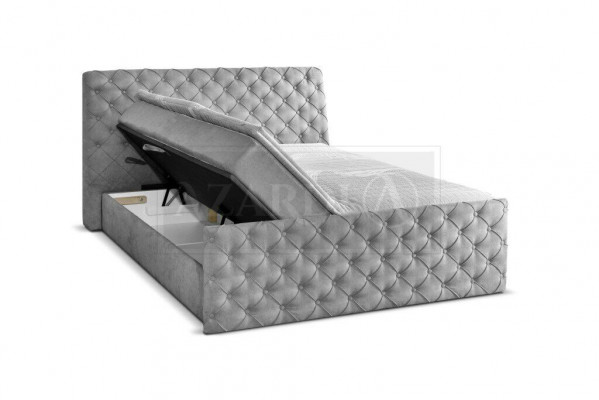 Szare Podwójne łóżko Chesterfield Hotelowe łóżka designerskie Sypialnia Meble