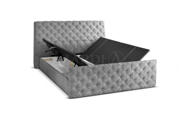 Szare Podwójne łóżko Chesterfield Hotelowe łóżka designerskie Sypialnia Meble
