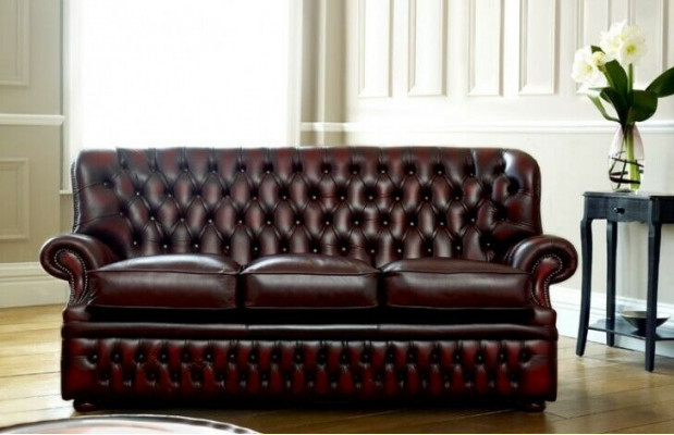 Brown Chesterfield 3-miejsce do siedzenia w designerskiej kanapie do salonu w stylu Antyka