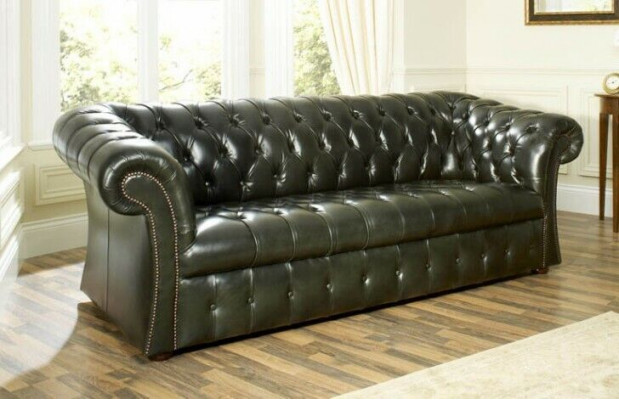 Green Chesterfield 3-miejsce do siedzenia, designerska, luksusowa, trzyosobowa kanapa