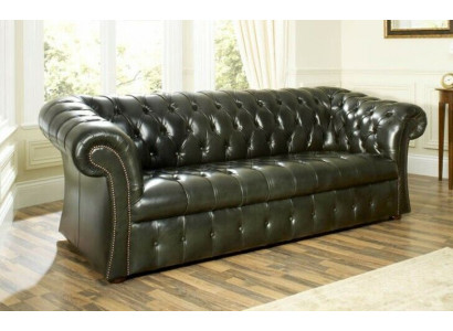 Green Chesterfield 3-miejsce do siedzenia, designerska, luksusowa, trzyosobowa kanapa