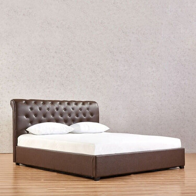 Modern Brown Chesterfield Podwójne łóżko Designerskie łóżko Sypialnia