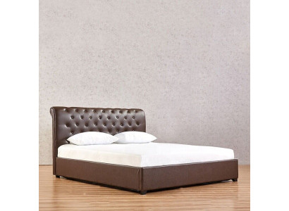 Modern Brown Chesterfield Podwójne łóżko Designerskie łóżko Sypialnia