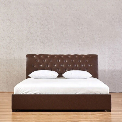 Modern Brown Chesterfield Podwójne łóżko Designerskie łóżko Sypialnia