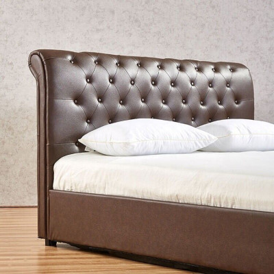 Modern Brown Chesterfield Podwójne łóżko Designerskie łóżko Sypialnia