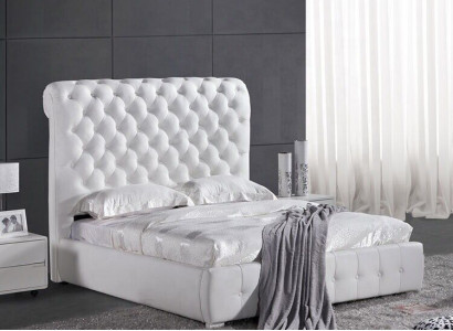 Łóżko Classic Sypialnia 160x200 cm Skóra Włókienniczy Chesterfield Łóżko Hotelowe