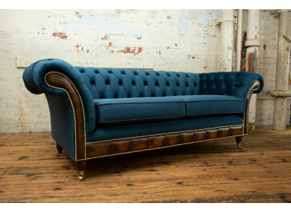 Sofa materiałowa Chesterfield niebieska Sofa Kanapa Siedziba Sofy Podkładka Włókienniczy Nowość