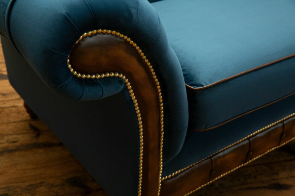 Sofa materiałowa Chesterfield niebieska Sofa Kanapa Siedziba Sofy Podkładka Włókienniczy Nowość