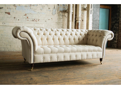 Nowoczesna Beżowa Sofa Chesterfield 3-miejsce do siedzenia Salon Couch