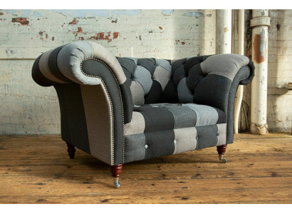Szaro-niebieskie Chesterfield Fotel Luksusowe meble jednoosobowe Designerskie