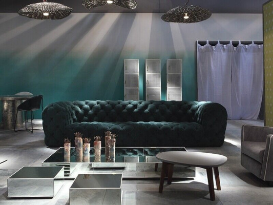 Luksusowa trzyosobowa kanapa Chesterfield Aksamit Verlor Materiałowa Podkładka Sofa