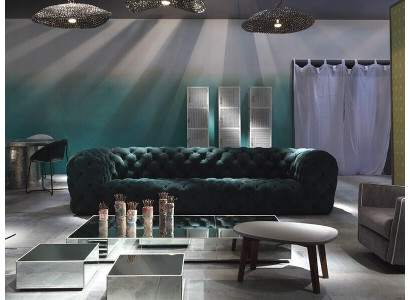 Luksusowa trzyosobowa kanapa Chesterfield Aksamit Verlor Materiałowa Podkładka Sofa