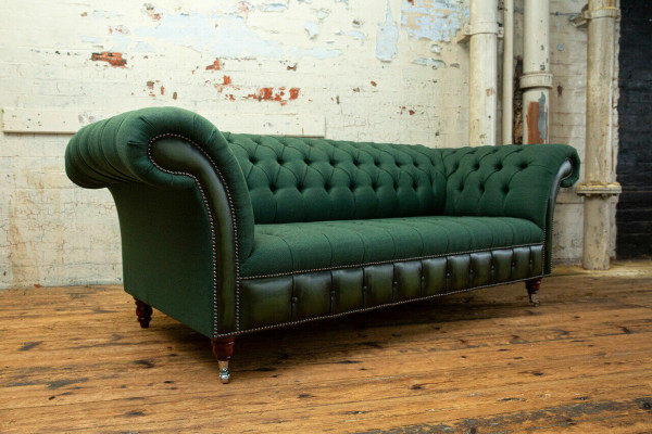 Designerska Sofa Chesterfield Green Chesterfield Luksusowa 3-miejsce siedzące Living Room Couch