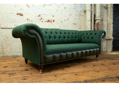 Designerska Sofa Chesterfield Green Chesterfield Luksusowa 3-miejsce siedzące Living Room Couch