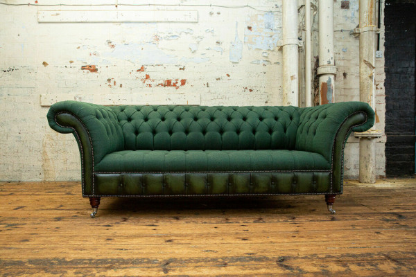 Designerska Sofa Chesterfield Green Chesterfield Luksusowa 3-miejsce siedzące Living Room Couch