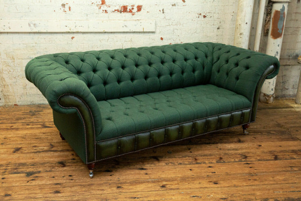 Designerska Sofa Chesterfield Green Chesterfield Luksusowa 3-miejsce siedzące Living Room Couch