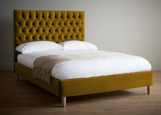 Chesterfield Design Podkładka angielska 140/160/180x200 łóżka Podwójne łóżko Żółte