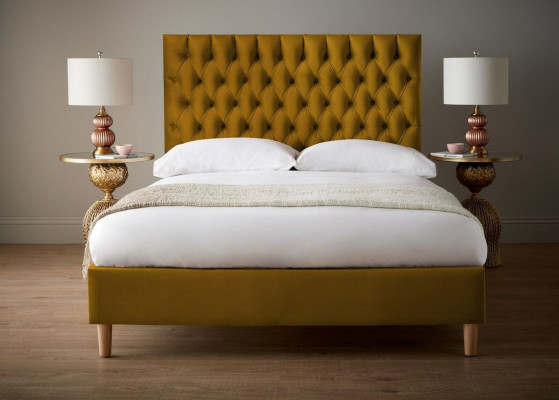 Chesterfield Design Podkładka angielska 140/160/180x200 łóżka Podwójne łóżko Żółte