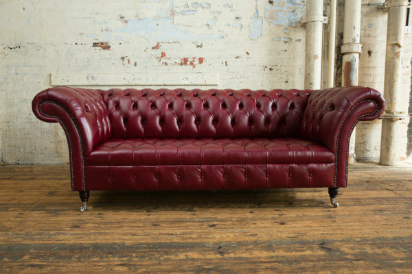 Czerwona trzyosobowa designerska 3-osobowa sofa Chesterfield, luksusowa kanapa