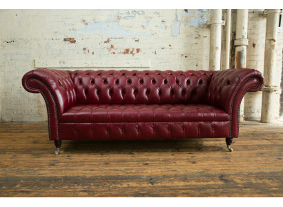 Czerwona trzyosobowa designerska 3-osobowa sofa Chesterfield, luksusowa kanapa